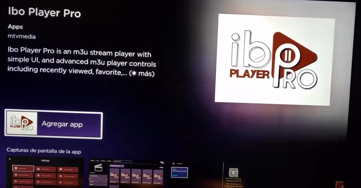 Roku TV instalando la aplicación Ibo Player Pro